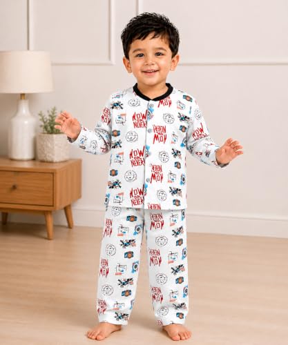 Image of 3BROS BodySuit /Dress for Boys /Girls Full Pajama & Casual Full Sleeves Night Suit Top Combo Kids Set