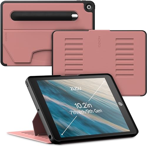 ZUGU CASE for 10.2 Inch iPad 7th / 8th / 9th Generation Case (2021/2020/2019), Protective, Thin, Sleek Design, Magnetic Stand, Sleep/Wake Cover, Magnetic Cover, Desert Rose