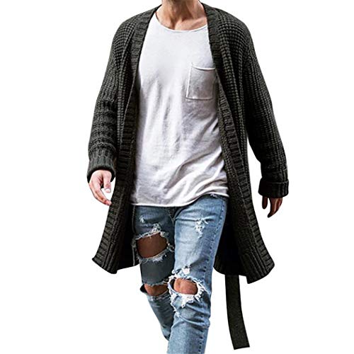 Men Winter Long Cardigan Casual Loose Sweater Solid Color Warm Long Sleeve Sweater Slim Fit Knitwear Sweater