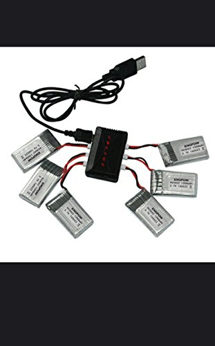 CHEERSON HOBBYTIGER 3.7V 1200mAh Lipo Battery 25C ( 5PCS ) + 5 in 1 Batteries Charger for SYMA X5HW X5HC RC Quadcopter