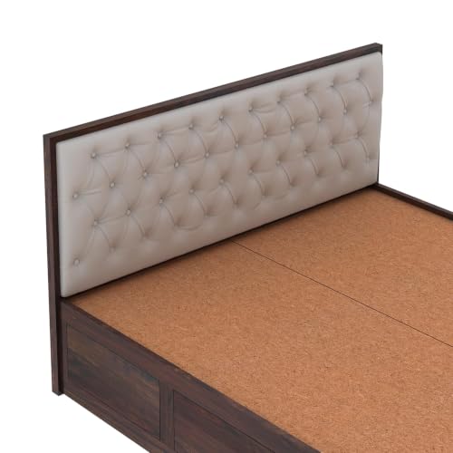 Image of Ganpati Arts Sheesham Wood Decan King Size Bed with Box Storage | Wooden Double Bed Cot Palang for Bedroom, Home & Hotel Furniture (Walnut Finish)