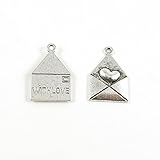 Colgante de plata envejecida R06528 con letras de amor para manualidades