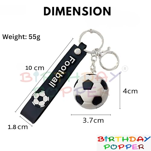Image of Birthday Popper 5 Pcs Football Keychain Set as Birthday Return Gift - Sports-Themed Keychains with Strap, Metal Hook & 3D Mini Ball Design - Ideal for Football Lovers