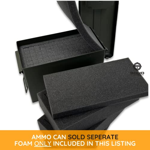 Solid Tactical Ammo Box Foam Insert - Custom Foam Liner for 50 Cal M2A1 Metal Ammo Storage Boxes