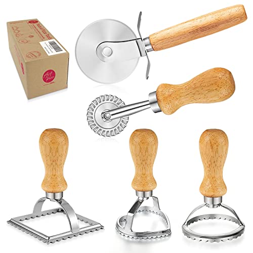 Pasta Molds & Stamps (Set Of 5) Manual Pasta Makers Ravioli Maker Roller Wheel For Dumplings Lasagna Pierogi Round Heart Ravioli Cutters Lace Grain Fresh Pasta Press Ravioli Ausstecher Herz #TOP7