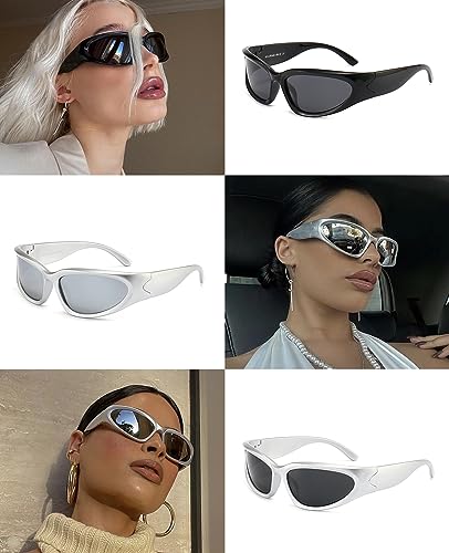 SOAR&EAGLE Y2K 3Pack Polarized sunglasses Wrap Around Men's Women's sunglasses Fashion Sport Shades Sun Glasses3