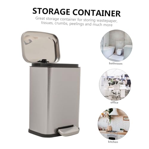 Caneca de basura rectangular de acero inoxidable PRETYZOOM 6L miniatura 4