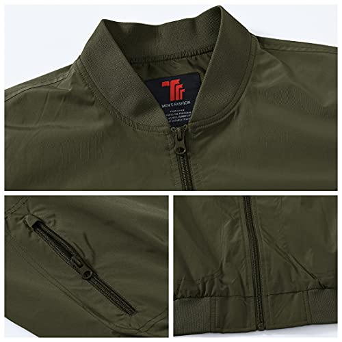 Gopune Men's Lightweight Bomber Jacket Outdoor Baseball Windbreaker Fashion Jacket Army Green,M #TOP4