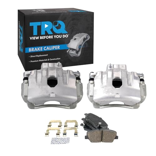 TRQ Front Brake Caliper Set Zinc Coated Brackets Pads Compatible with 2011-2013 Kia Optima