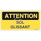 AUA SIGNALETIQUE - Panneau Sol Glissant - C - 100x50 mm, Aluminium Dibond 3mm