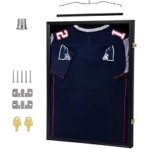 Uniform Frame with Lock, T-shirt, Frame, UV Protection, Acrylic Glass, Wooden Hanger, Metal Hanger, Pinboard, Football, Basketball, Baseball, Soccer, Hockey, Sports Shirt, 23.6 x 31.5 inches 60 x 80