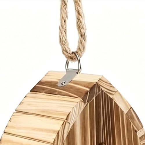 Refugio de mariposas multifuncional de madera natural con jaula protectora 7