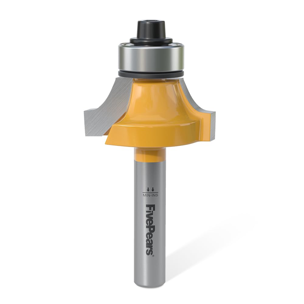 FivePears Roundover Router Bit, Round Over Router Bit for Edging Forming Rounding (1/4" Radius - 1/4" Shank, 1/4" Shank-Y)