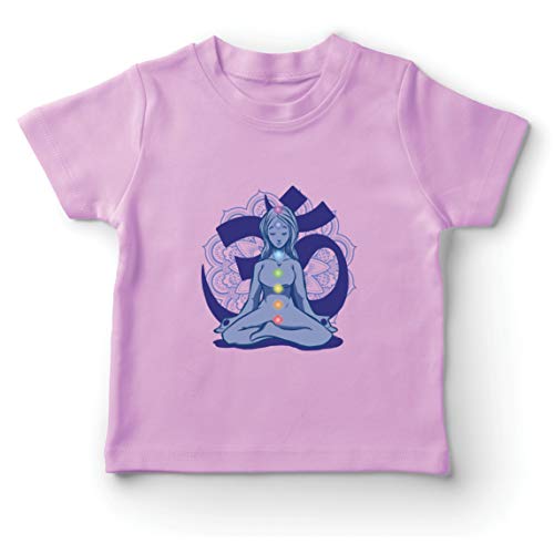 lepni.me T-Shirt pour Enfants Yoga Méditation Asana Mandala Esprit Corps Âme (5-6 Ans Rose Multicolore)