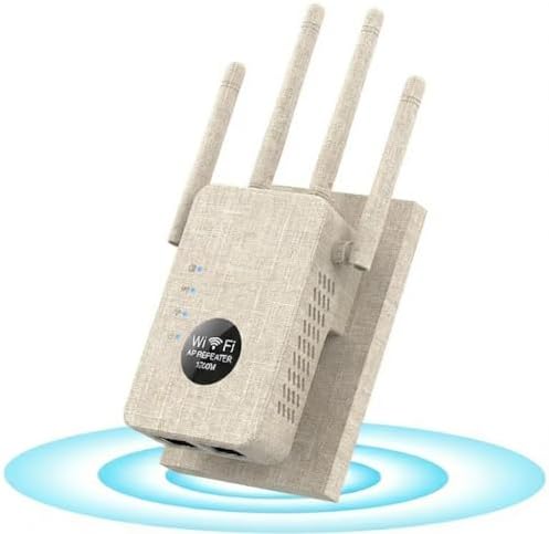 1200Mbps Dual Band (5GHz/2.4GHz) WiFi Extender Signal Booster,WiFi Repeater Covers Up to 12880Sq.ft and 60 Devices,Internet Booster with Ethernet Port for Home Wireless (Linen)