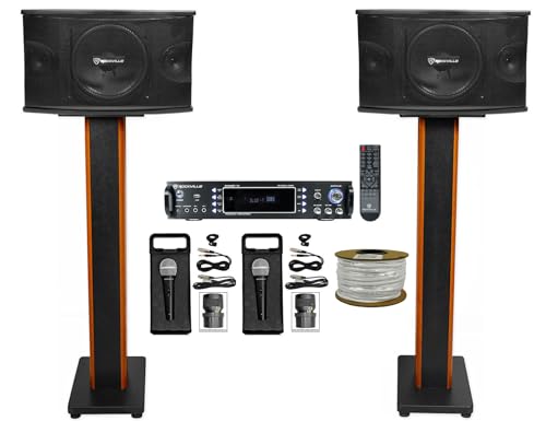 (2) Rockville KPS10 1200w Karaoke/Pro Speakers+Bluetooth Amp+36