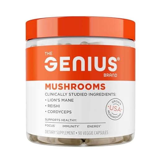 Genius Mushroom - Lions Mane, Cordyceps and Reishi - Immune System Booster & Nootropic Brain Supplement - for Natural Energy, Memory & Liver Support, 90 Veggie Pills