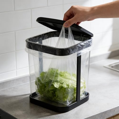 Caneca de basura metálica para cocina con tapa miniatura 4
