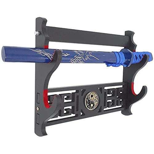 OMOONS Suporte de parede preto com suporte de espada acolchoado vermelho, suporte de exibição de esp