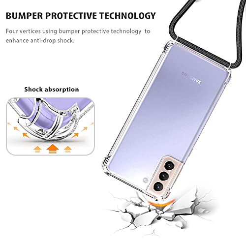 Yespure Clear Case For Galaxy S23 Plus With Adjustable Lanyard Neck Strap Transparent Soft Tpu Anti-Scratch Shockproof Protection Phone Cover Crossbody Case For Samsung Galaxy S23 Plus - Black #TOP4