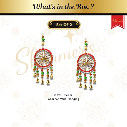 Image of Shimmers Festive Decoration Dream Catcher Wall Hangings 2 Pcs | Dream Catcher Wall Hanging with Bells