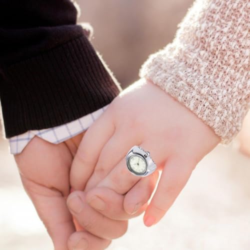 Ringuhr- Kleine Uhrenringe für Damen und Herren, modisches Accessoire mit Uhrwerk, stilvoller, kreativer Schmuck für Weihnachten, einzigartiges Geburtstagsparty- Geschenk, verstellbare Finge-2