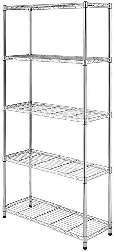 5 Tier Wire Shelving Rack Storage Metal Shelf Wire Shelving Unit 72" Hx36 Wx14 D 1250 LBS Capacity Sturdy Steel Heavy Duty 5 Tier Layer Rack for Restaurant Garage Pantry Kitchen Garage Rack Chrome
