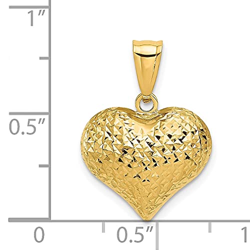 14K Yellow Gold Heart Necklace Pendant Charm Love Puffed Fine Jewelry For Women Gifts For Her #TOP2