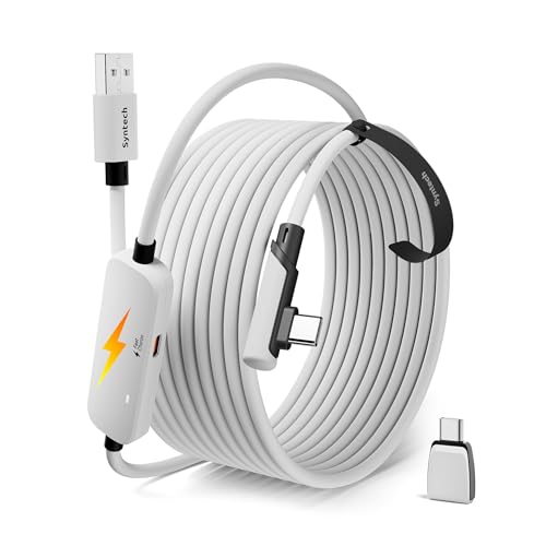 Syntech Link Cable with Charging 16FT Compatible with Oculus/Meta Quest 3S/3 Accessories Quest2/Pro Pico4 Next-Gen VR Cable with USB 3.0 A to C Adapter for SteamVR Charge & Link Simultaneously