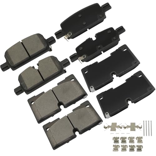 cciyu D2174 D2173 Brake Pads w/Hardware Front Rear Disc Brake Pad Set