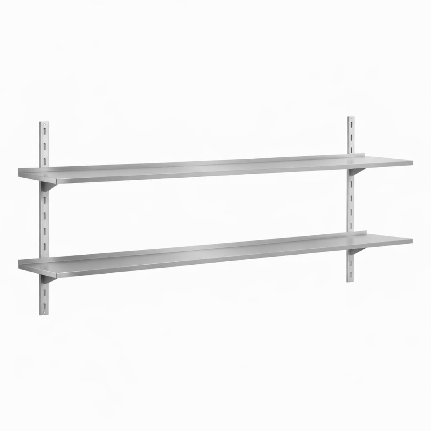 Générique Étagère Murale INOX Double 180 cm - Système à Crémaillère Réglable - Rangement Cuisine Professionnelle