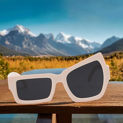 2xFunny Sunglasses Eyeglasses Driving Glasses Eyewear Sun Glasses Lightweight Fashion Shades Irregular Sunglasses for Party Vacation Traveling, 2 Pcs Beige Gray 6
