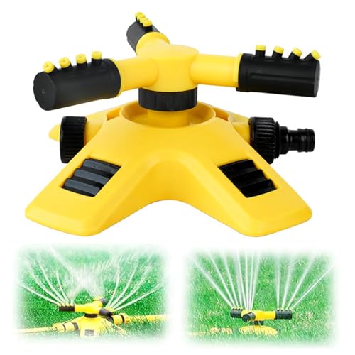 Garden Sprinkler, Automatic Lawn Sprinkler with 3 Adjustable Arms, 360°Automatic Rotating Multipurpose Water Sprinkler for Watering Your Grass, Plants, Flowers, Veggies