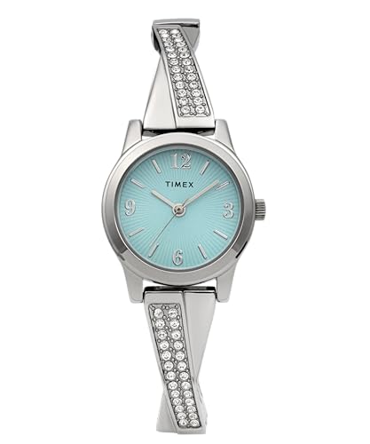 Image of Timex Women's Main Street 25 mm Watch - Silver-Tone Stainless Steel Expansion Band with Blue Dial and Silver-Tone Case TW2Y39400