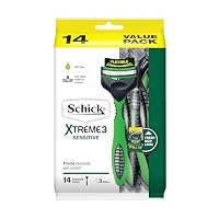 Schick - Xtreme 3 Sensitive for Men | Disposable Razors | 14 Pack | With Aloe | Flex Blades Adapts to Contours | 3 Blade Cartridge | Convenient, Quick, Easy Shave