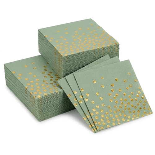 Servietten Salbeigrün 60 Stück grüne Servietten für Tischdekoration Feste und Feiern 25x25 cm Einweg-Servietten für Partys und Veranstaltungen
