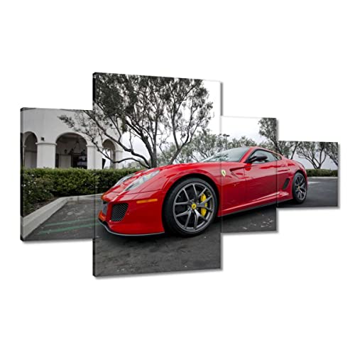 Tableau imprimé sur toile de voiture de sport rouge 130x80 cm pour salon moderne