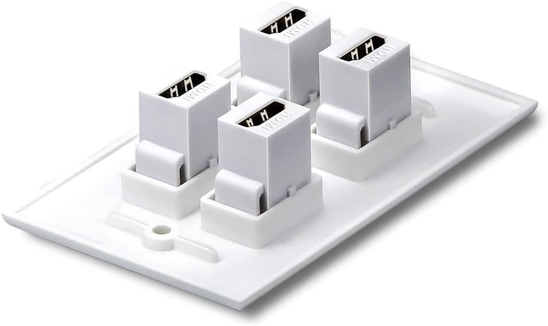 10-Pack HDMI Keystone Female to Female Coupler Snap-in for Wall Plate - White, hd-9523