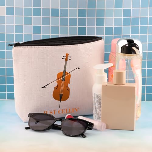 BDPWSS Cello Gift Cello Player Gift Cello Music Teacher Gifts Just Cellin’ Funny Cello Makeup Bag Cellist Musician Gift (Just cellin bag)