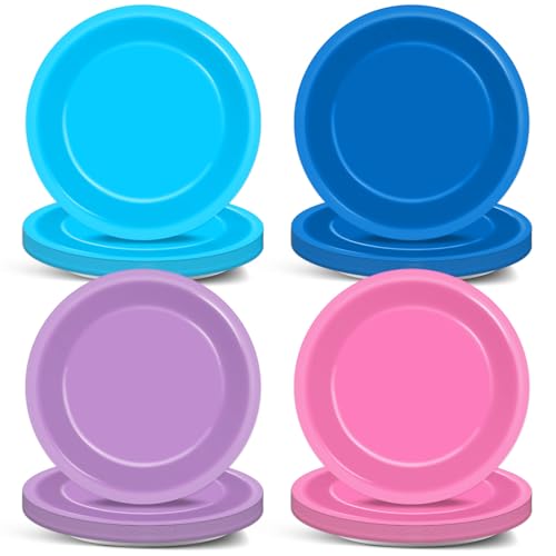 Oitnlaughter 48Pcs Anime Party Paper Plates 7'' Tropical Cartoon Birthday Party Supplies Animation Blue and Pink Disposable Dessert Dinner Plates Tableware for Kids Boys Shower Birthday Decoration