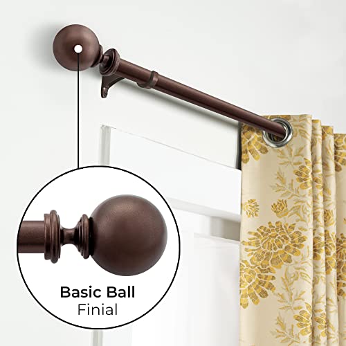 Image of Deco Window 52 to 144 Inch Adjustable Curtain Rod for Window & Door with Ball Finials Extendable Iron Pole for Home Hotel Living Drawing Room (1 inch Diameter, Brown)