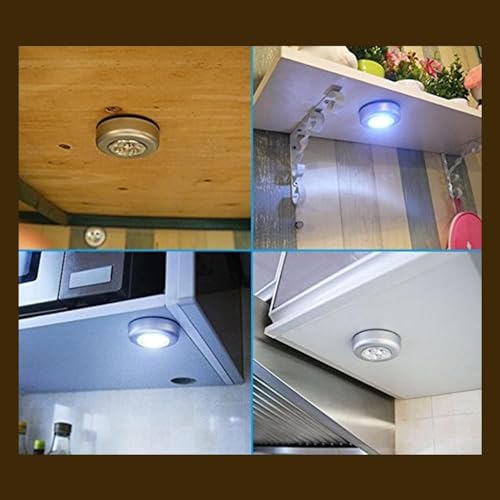 Image of LED Battery-Powered Wireless Touch Lamp - Stick-On Push Light for Closets, Cabinets, Utility Rooms, and More, Cordless Plastic Night Light (Batteries Not Included) (Pack of 3)