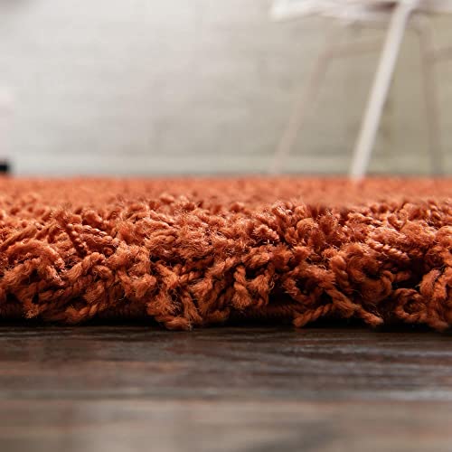 Unique Loom Solid Shag Collection Area Rug (4' 1" X 6' 1", Terracotta) #TOP3