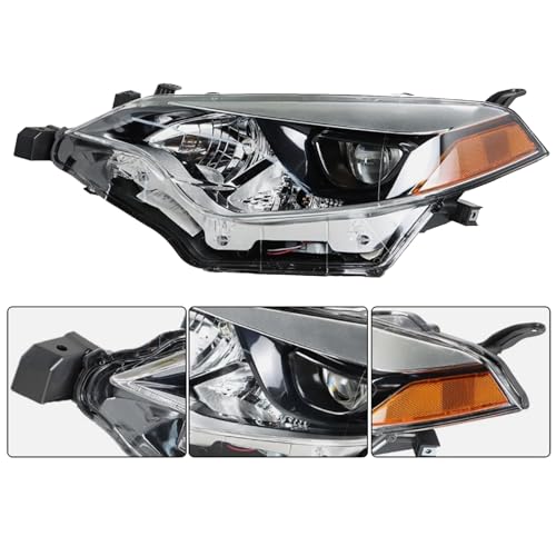 Image of Front Bumper Headlights Fit for 2014-2016 Toyota Corolla C CE LE S L Headlamp Replacement Kit Chrome Housing Amber Reflectors LH + RH