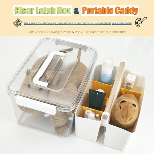 Image of Craft Caddy with Lid and Lift-Out Portable Caddy, Orange