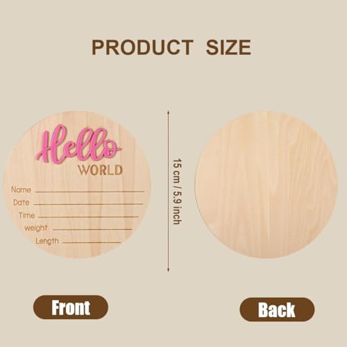 Image of Ylsteed Baby Announcement Signs Hello World Newborn Welcome Sign Newborn Photography Props Newborn Baby Birth Announcement Sign Baby Shower Pregnancy Gifts Nursery Decor Sign 6 * 6 in -Roseo
