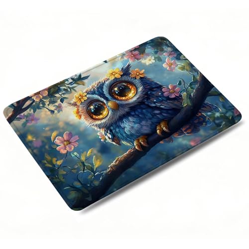 Tapis de Souris - 42 x 35 x 3 mm Tapis Souris d'Ordinateur, Base Caoutchouc Anti-Dérapant, Glissement Facile, Portable sous Main Bureau La Chouette pour PC, Ordinateur, Bureau, Dessin animé 0o-515