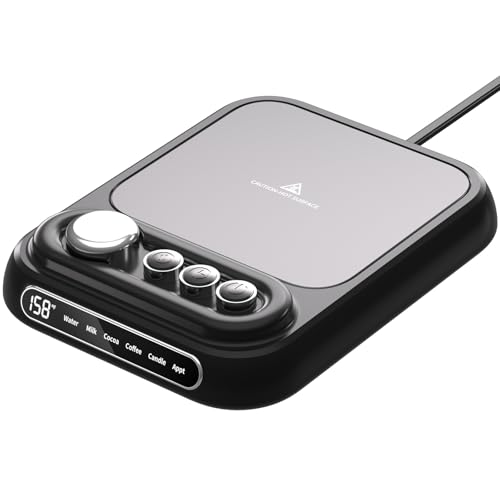 Coffee Mug Warmer with 5 Temps, Coffee Cup Warmer for Desk Faster Heat-Up, 10HTimer, Smart Electric Beverage Warmer with Auto Shut Off for Coffee,Tea,Milk,Cocoa