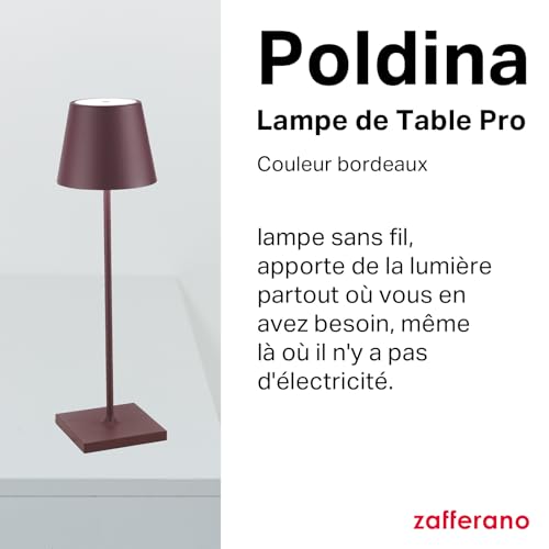 Lampe de table rechargeable Poldina Pro Zafferano bordeaux 38 cm
