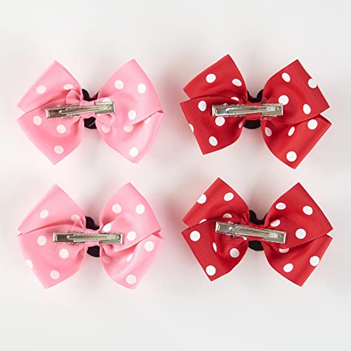 Baby Girls Mouse Ears Hair Bow Clips 4Pc Birthday Party Dress Up Cartoon Hair Accessories 4 Inch Polka Dot #TOP4